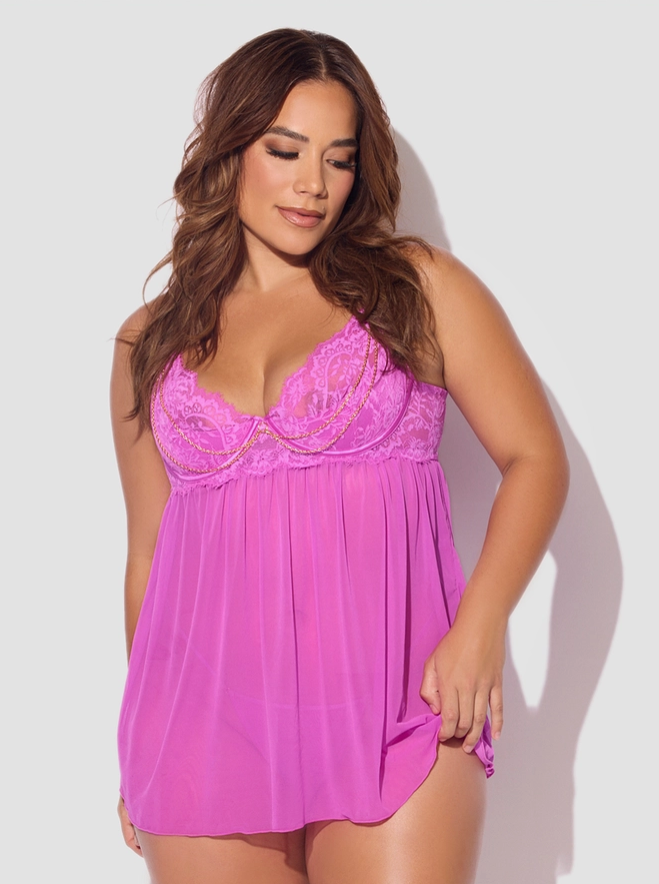 NATASHA SPITZEN & KETTEN BABYDOLL & G-STRING SET
