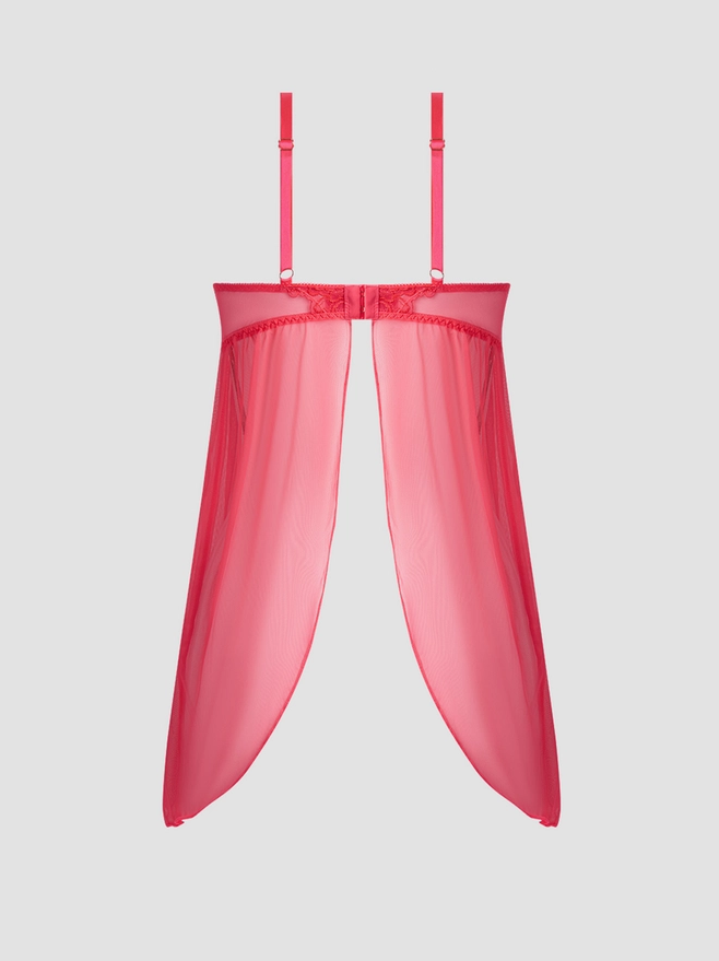 NATASHA BESTICKTES MESH & SATIN-BABYDOLL