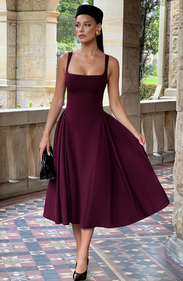 DAVINA MIDI-KLEID BLAU