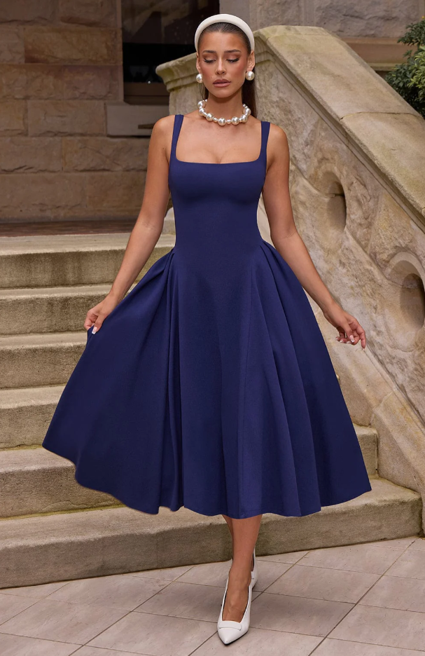 DAVINA MIDI-KLEID BLAU