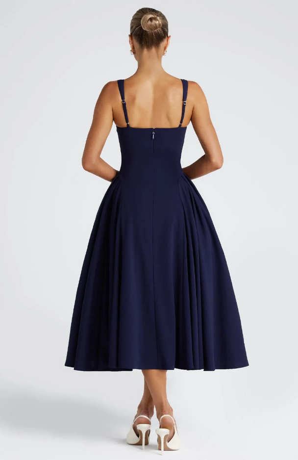 DAVINA MIDI-KLEID BLAU