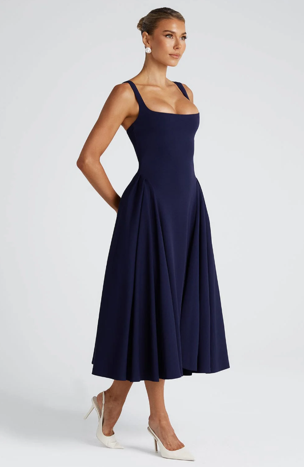 DAVINA MIDI-KLEID BLAU