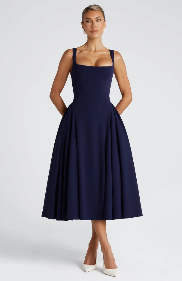 DAVINA MIDI-KLEID BLAU
