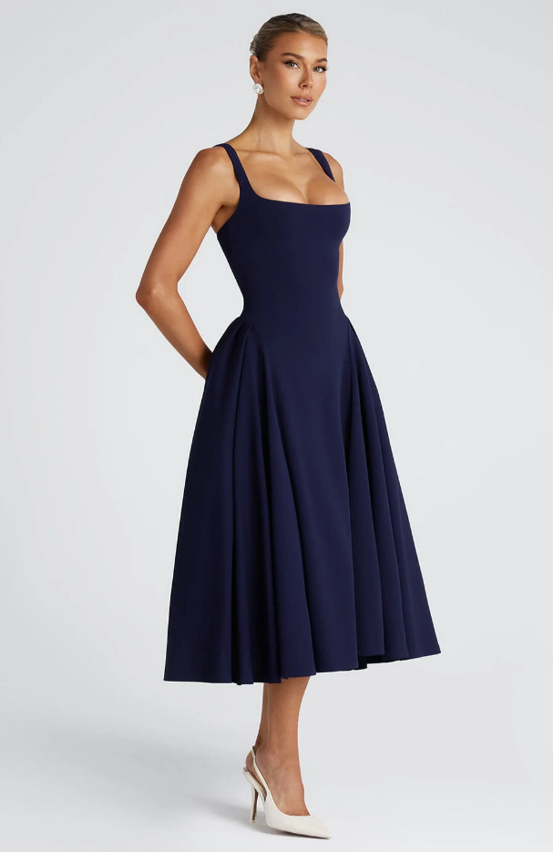 DAVINA MIDI-KLEID BLAU